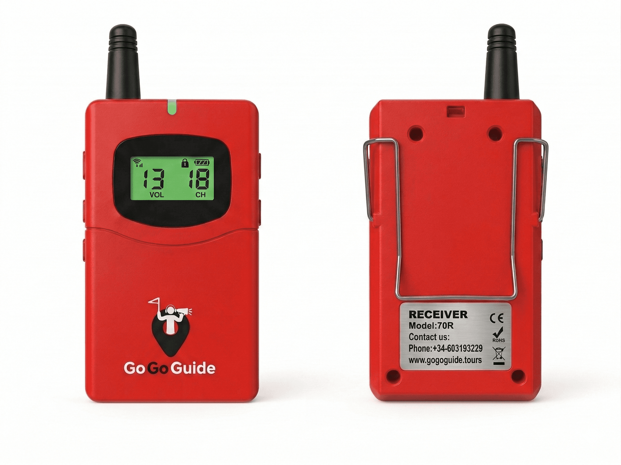 GoGo Receiver – tour guide audio system for museums, city tours, and events